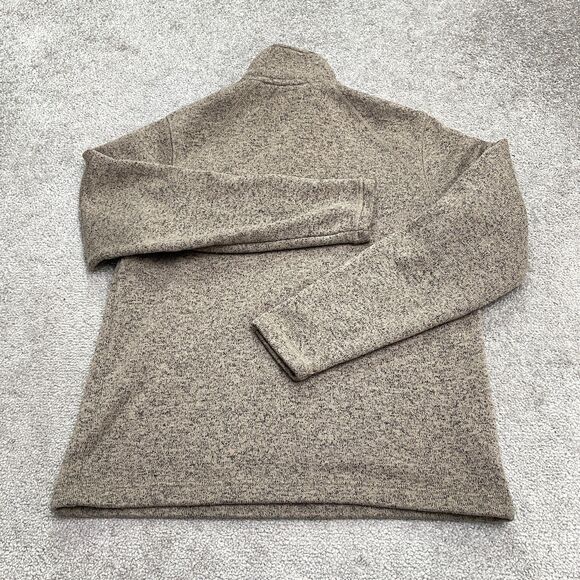 Eddie Bauer 1/4 Zip Fleece Jacket Sweater Mens Medium Brown Outdoor Hiking Trek - Picture 2 of 12